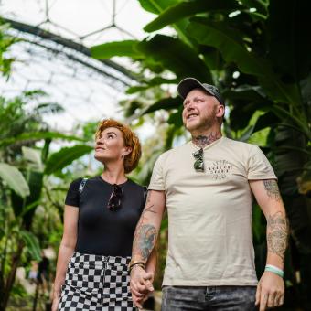 Couple inside Rainforest Biome at the Eden Project